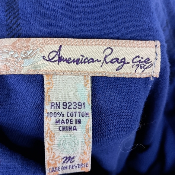 2/$30 AMERICAN RAG Studded Blue & Black Plaid Western Button Down Tunic (#1,287) - Picture 9 of 11